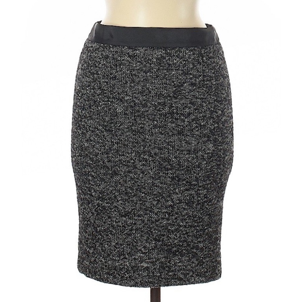 Boden Wool Blend Black Tweed 4P Pencil Skirt